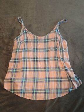 Torrid Pink Blue Plaid Tank Top Shirt Size 2 Spaghetti Cami